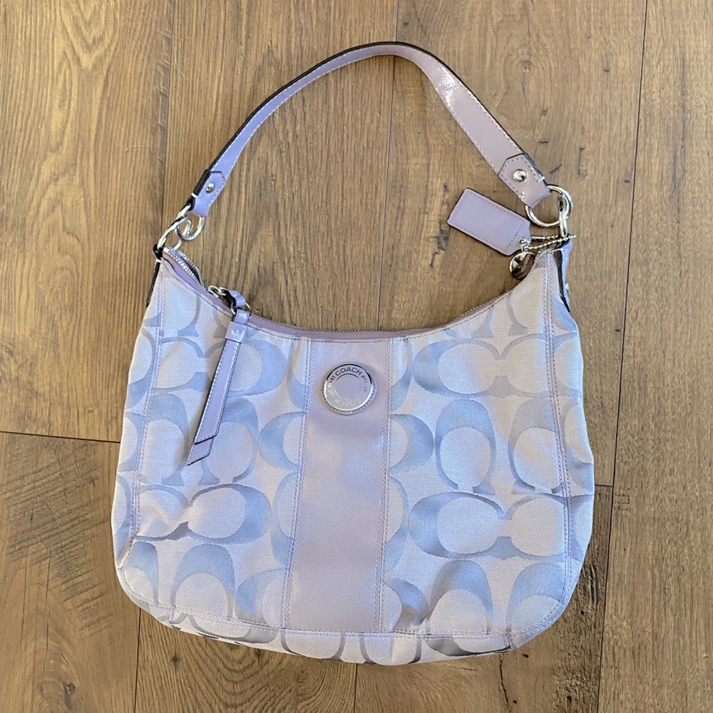Authentic Coach Lilac Handbag Purse Signature Canv